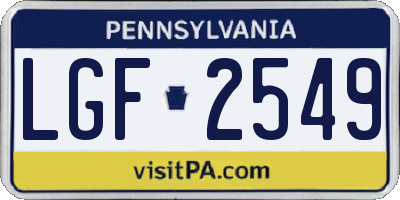 PA license plate LGF2549