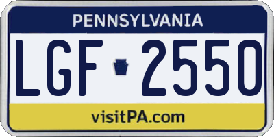 PA license plate LGF2550