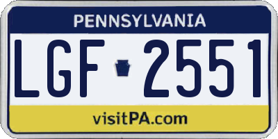 PA license plate LGF2551