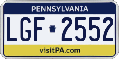 PA license plate LGF2552