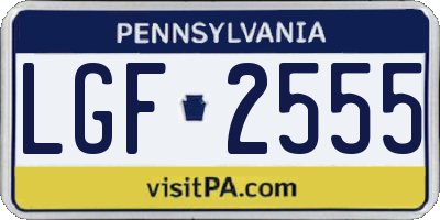 PA license plate LGF2555