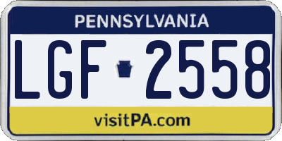 PA license plate LGF2558
