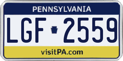 PA license plate LGF2559