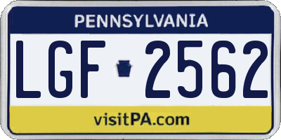 PA license plate LGF2562