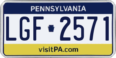 PA license plate LGF2571