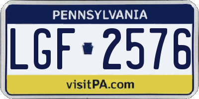 PA license plate LGF2576