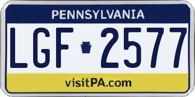PA license plate LGF2577