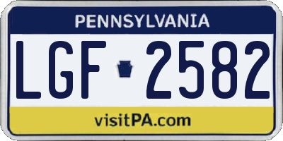 PA license plate LGF2582