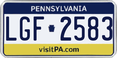 PA license plate LGF2583