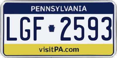 PA license plate LGF2593