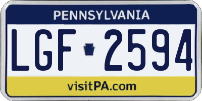 PA license plate LGF2594