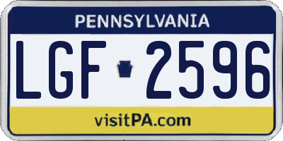 PA license plate LGF2596