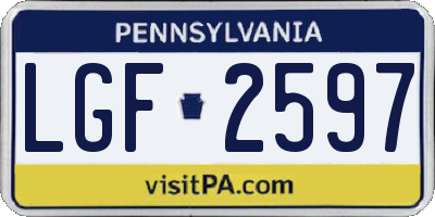 PA license plate LGF2597