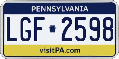 PA license plate LGF2598