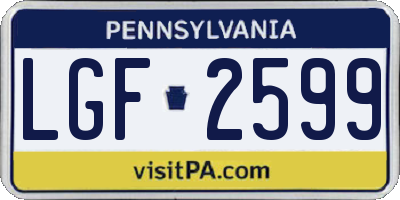 PA license plate LGF2599