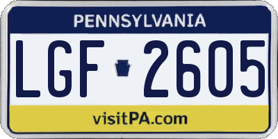 PA license plate LGF2605