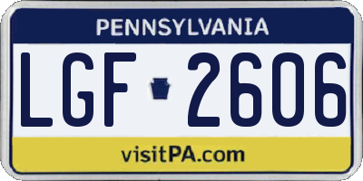 PA license plate LGF2606
