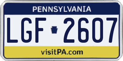 PA license plate LGF2607