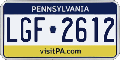 PA license plate LGF2612