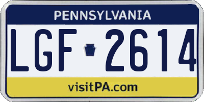 PA license plate LGF2614