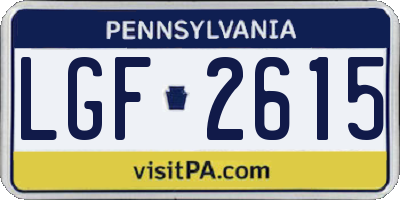 PA license plate LGF2615
