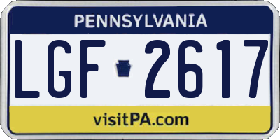 PA license plate LGF2617