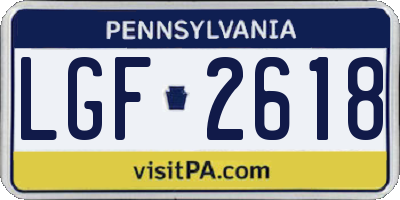 PA license plate LGF2618