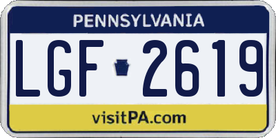 PA license plate LGF2619