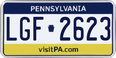 PA license plate LGF2623