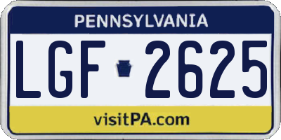 PA license plate LGF2625