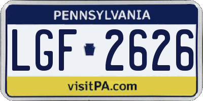 PA license plate LGF2626