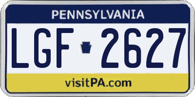 PA license plate LGF2627