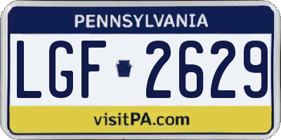 PA license plate LGF2629
