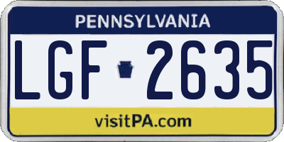 PA license plate LGF2635
