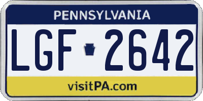 PA license plate LGF2642