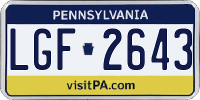 PA license plate LGF2643