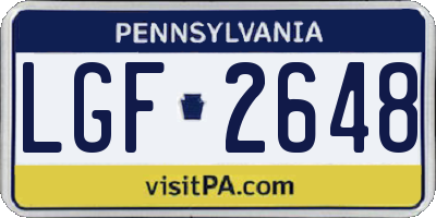 PA license plate LGF2648