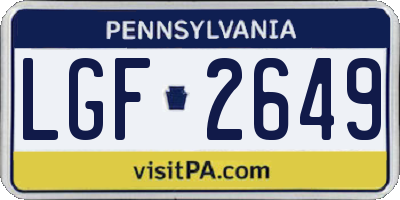 PA license plate LGF2649