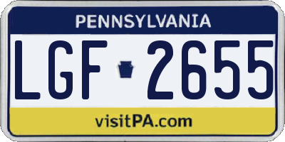 PA license plate LGF2655