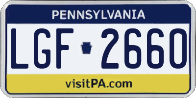 PA license plate LGF2660