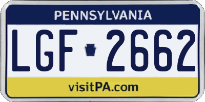 PA license plate LGF2662