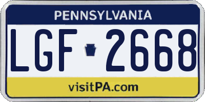 PA license plate LGF2668