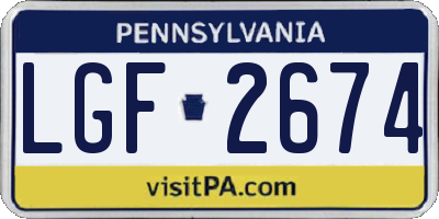 PA license plate LGF2674