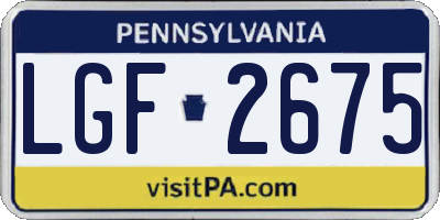 PA license plate LGF2675
