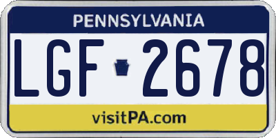 PA license plate LGF2678