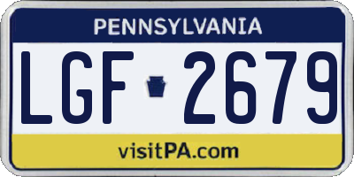 PA license plate LGF2679