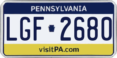 PA license plate LGF2680