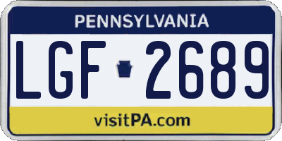 PA license plate LGF2689