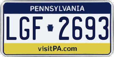PA license plate LGF2693