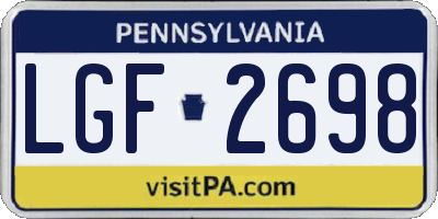 PA license plate LGF2698